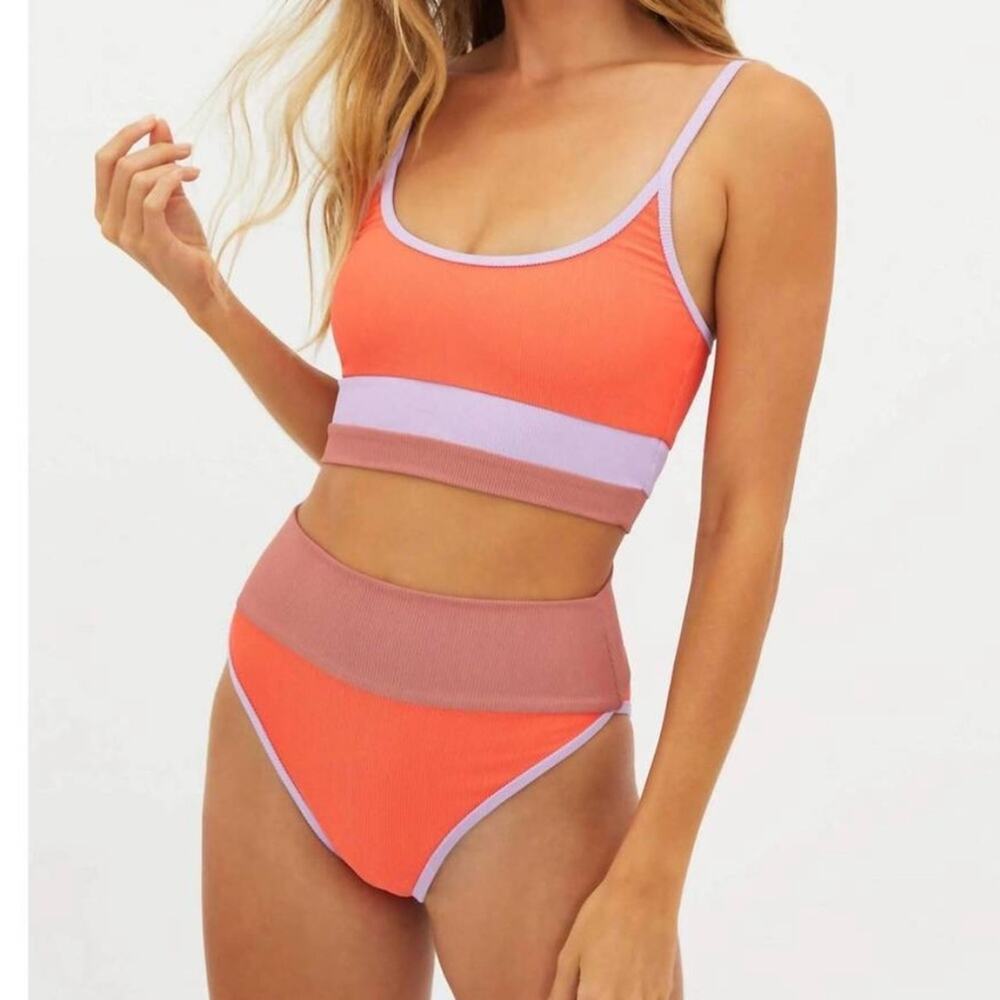 Beach Riot Emmy Colorblock‎ High Waist Bikini Bottoms Size Medium